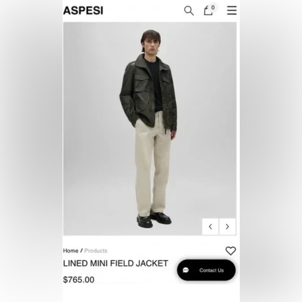 Aspesi Green Detachable Thermore Wool Lined Field Jacket XXL